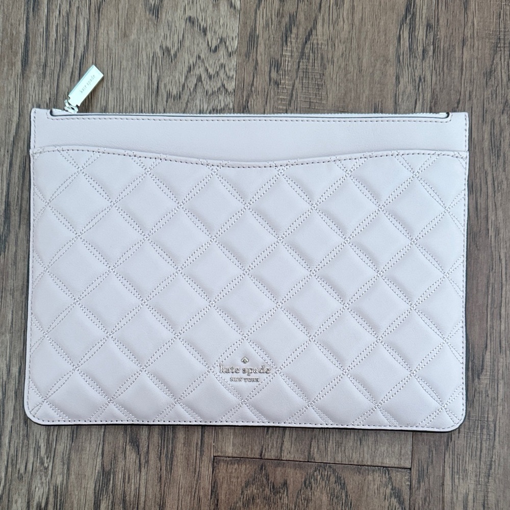 Kate Spade Rose Smoke Pink Quilted Clutch